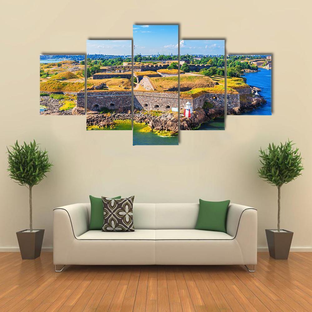 Suomenlinna Sveaborg Sea Fortress In Helsinki Canvas Wall Art-5 Star-Gallery Wrap-62" x 32"-Tiaracle