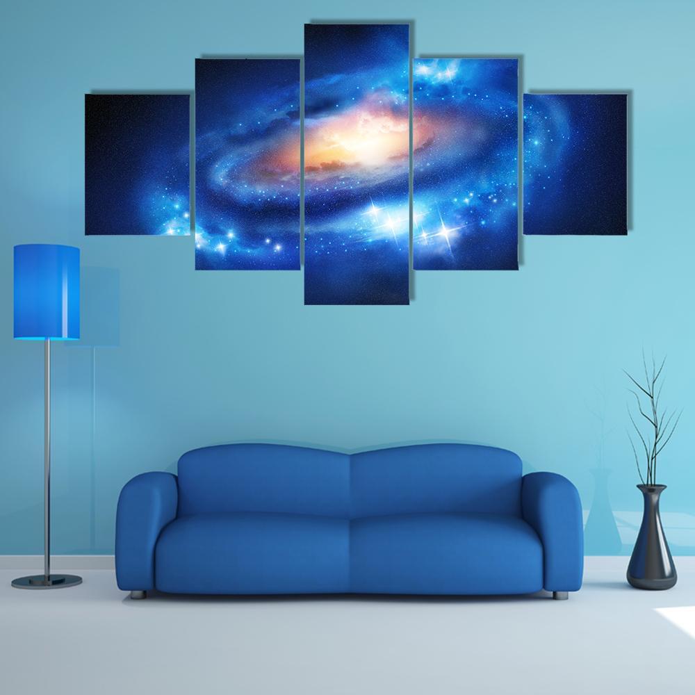 Super Massive Galaxy Canvas Wall Art-5 Star-Gallery Wrap-62" x 32"-Tiaracle