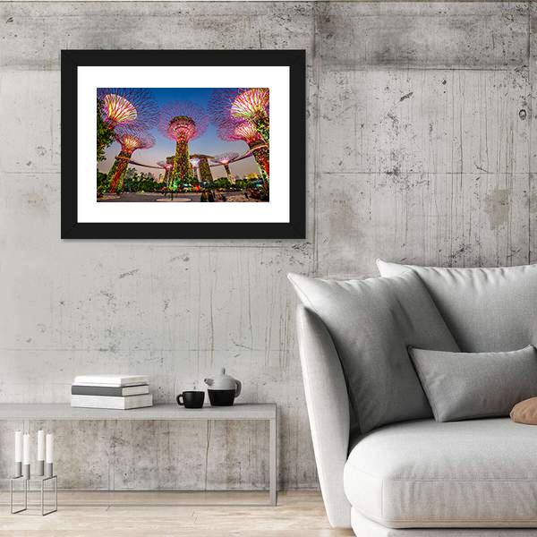 Super Trees At Gardens By The Bay Canvas Wall Art-3 Horizontal-Gallery Wrap-25" x 16"-Tiaracle