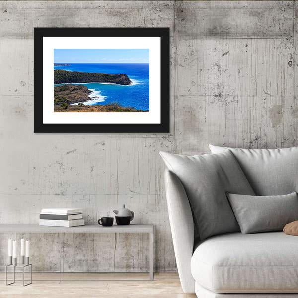 Surf Hitting Bay On Antigua Panoramic Canvas Wall Art-1 Piece-36" x 12"-Tiaracle