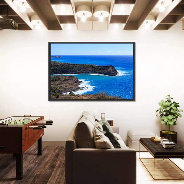 Surf Hitting Bay On Antigua Panoramic Canvas Wall Art-1 Piece-36" x 12"-Tiaracle