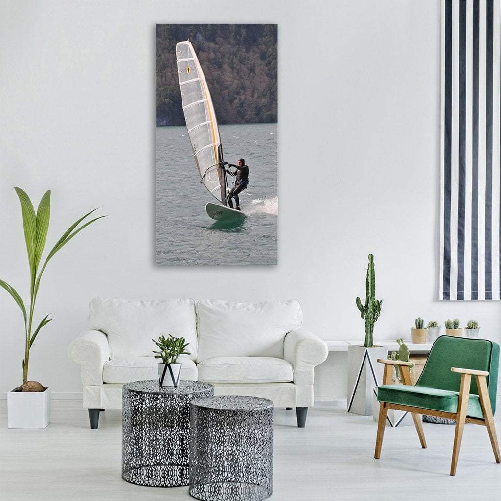 Surfer In Action Vertical Canvas Wall Art-1 Vertical-Gallery Wrap-12" x 24"-Tiaracle