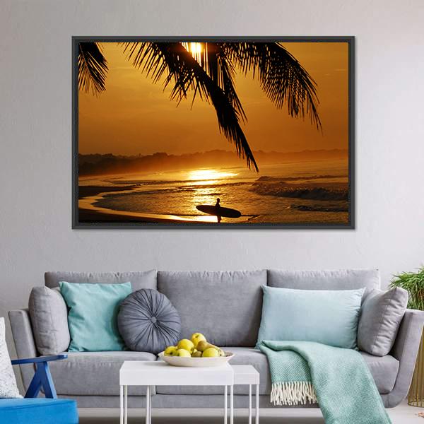 Surfer In Costa Rica Canvas Wall Art-5 Horizontal-Gallery Wrap-22" x 12"-Tiaracle