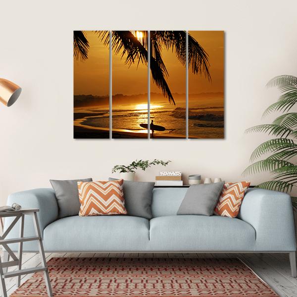Surfer In Costa Rica Canvas Wall Art-4 Horizontal-Gallery Wrap-34" x 24"-Tiaracle