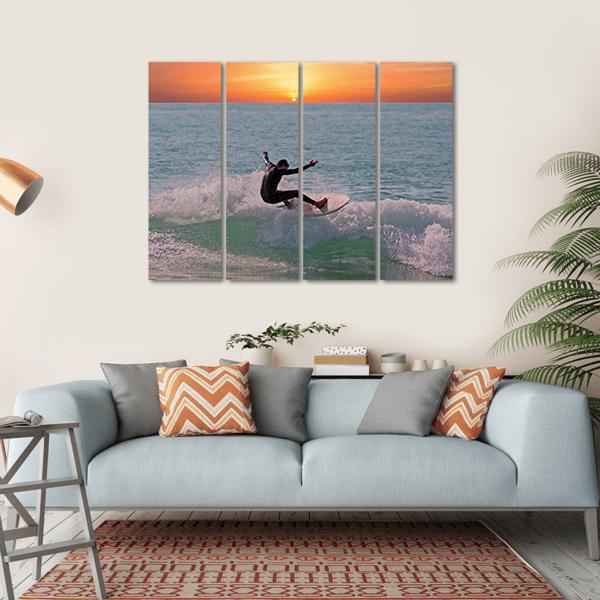 Surfing In Aruba Island Canvas Wall Art-4 Horizontal-Gallery Wrap-34" x 24"-Tiaracle