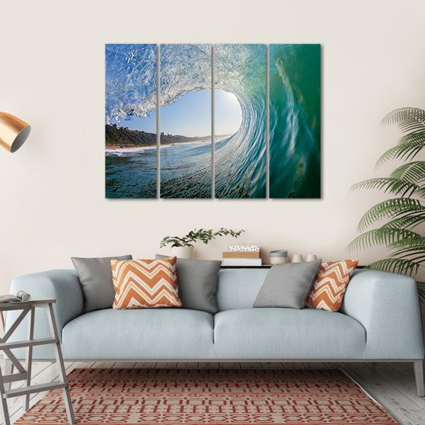 Surfing View Of Hollow Crashing Ocean Wave Canvas Wall Art-4 Horizontal-Gallery Wrap-34" x 24"-Tiaracle