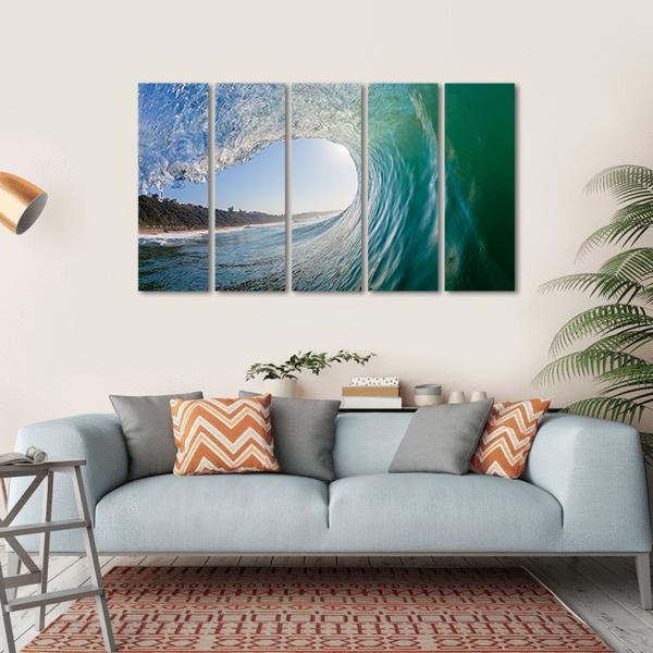 Surfing View Of Hollow Crashing Ocean Wave Canvas Wall Art-5 Horizontal-Gallery Wrap-22" x 12"-Tiaracle