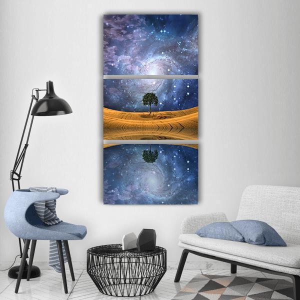 Surreal Lake Scape Vertical Canvas Wall Art-3 Vertical-Gallery Wrap-12" x 25"-Tiaracle
