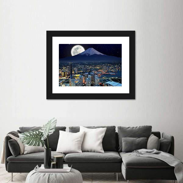 Surreal View Of Yokohama City Canvas Wall Art-3 Horizontal-Gallery Wrap-25" x 16"-Tiaracle