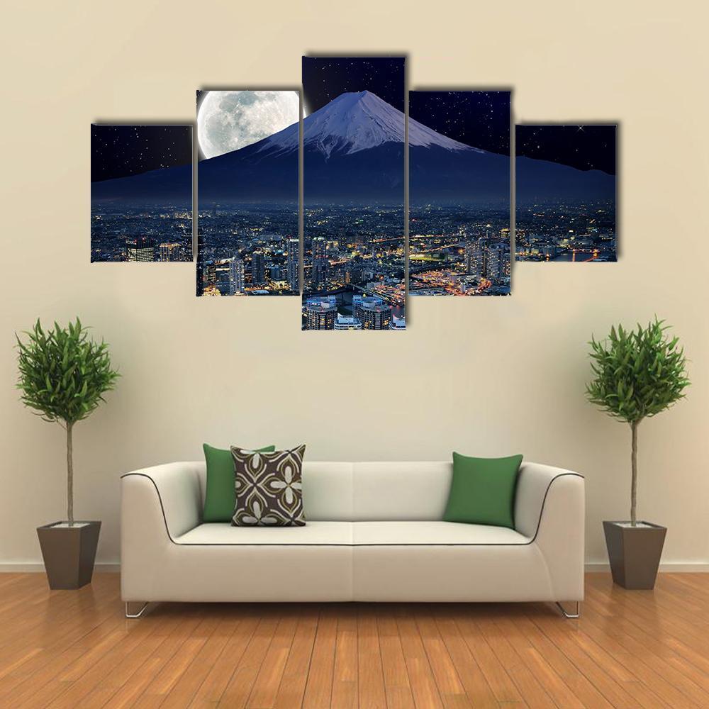 Surreal View Of Yokohama City Canvas Wall Art-5 Star-Gallery Wrap-62" x 32"-Tiaracle