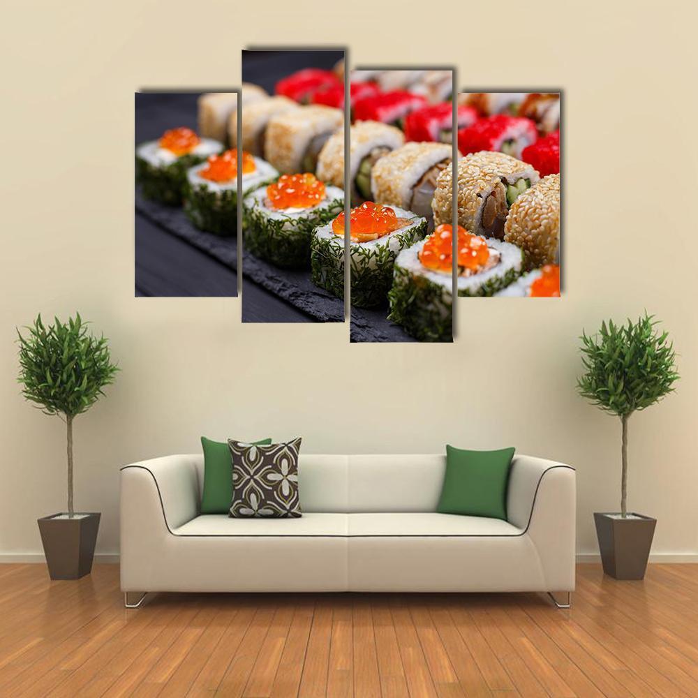 Sushi Restaurant Japan Canvas Wall Art-4 Pop-Gallery Wrap-50" x 32"-Tiaracle