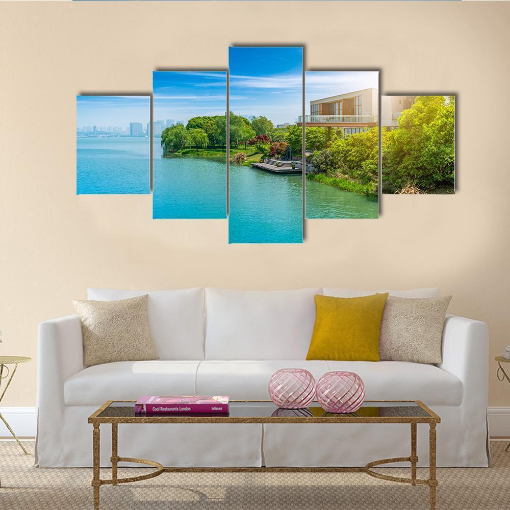 Suzhou Jinji Lake Canvas Wall Art-5 Star-Gallery Wrap-62" x 32"-Tiaracle