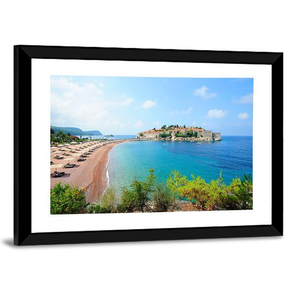 Sveti Stefan Island Canvas Wall Art-3 Horizontal-Gallery Wrap-25" x 16"-Tiaracle