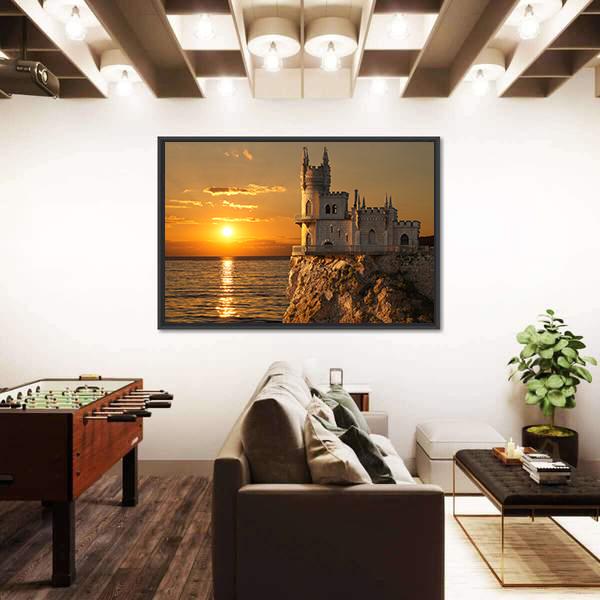 Swallows Nest Castle Canvas Wall Art-3 Horizontal-Gallery Wrap-25" x 16"-Tiaracle