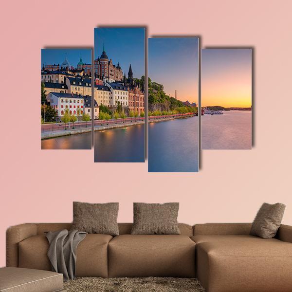 Sweden During Sunset Canvas Wall Art-4 Pop-Gallery Wrap-50" x 32"-Tiaracle