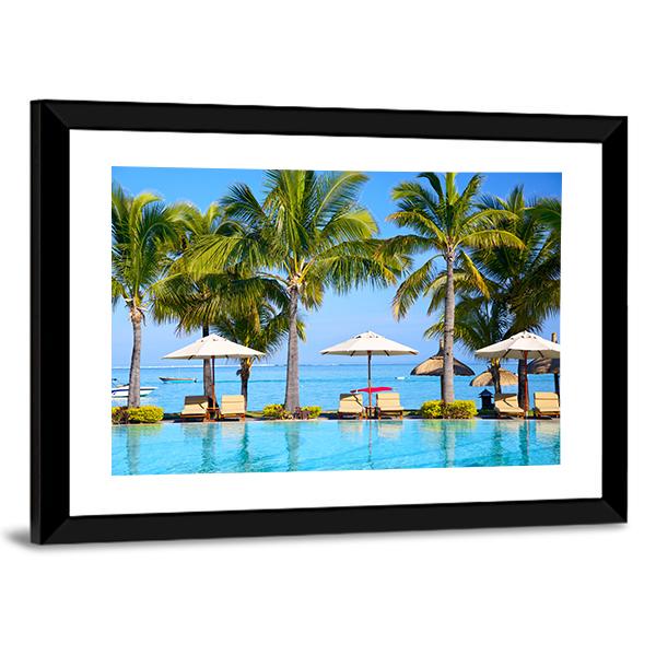 Swimming Pool With Lounge Chairs Canvas Wall Art-3 Horizontal-Gallery Wrap-25" x 16"-Tiaracle