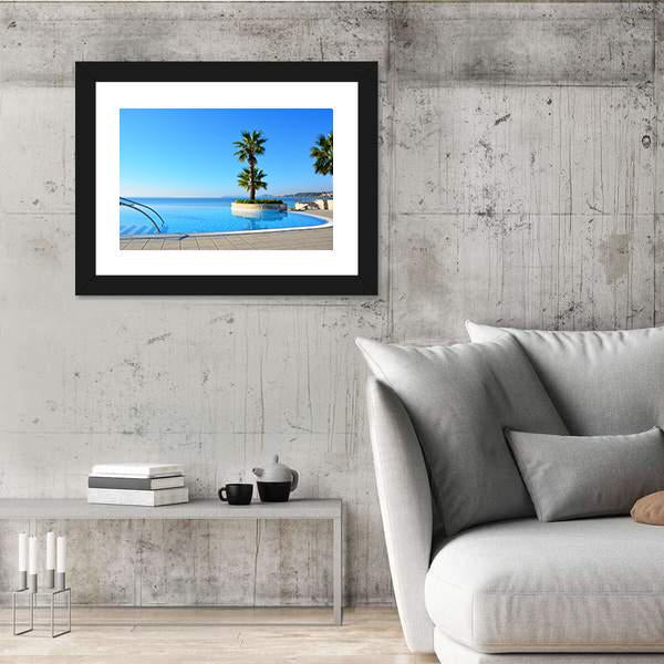Swimming Pool With Palm Tree Canvas Wall Art-3 Horizontal-Gallery Wrap-25" x 16"-Tiaracle