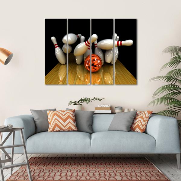 Swirling Strike In Bowling Canvas Wall Art-4 Horizontal-Gallery Wrap-34" x 24"-Tiaracle