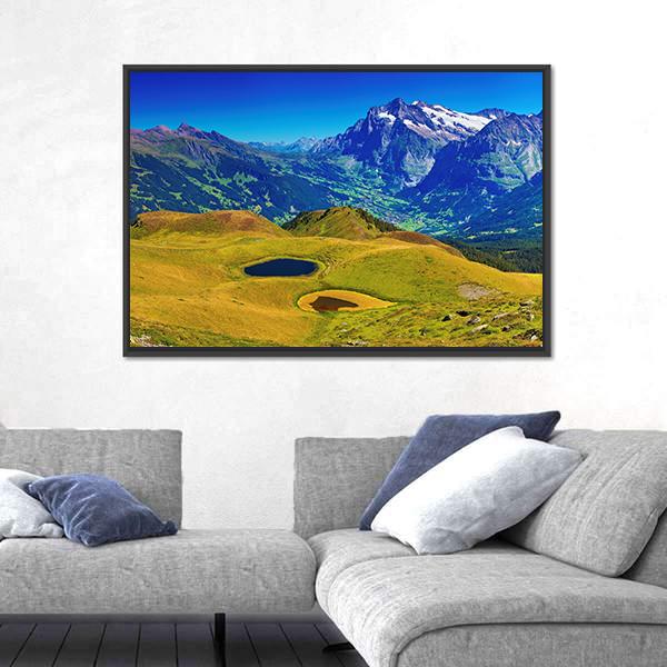 Swiss Alps Mountains Summer Panorama Switzerland Canvas Wall Art-3 Horizontal-Gallery Wrap-25" x 16"-Tiaracle