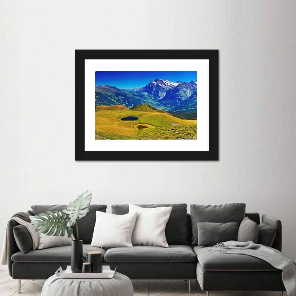 Swiss Alps Mountains Summer Panorama Switzerland Canvas Wall Art-3 Horizontal-Gallery Wrap-25" x 16"-Tiaracle