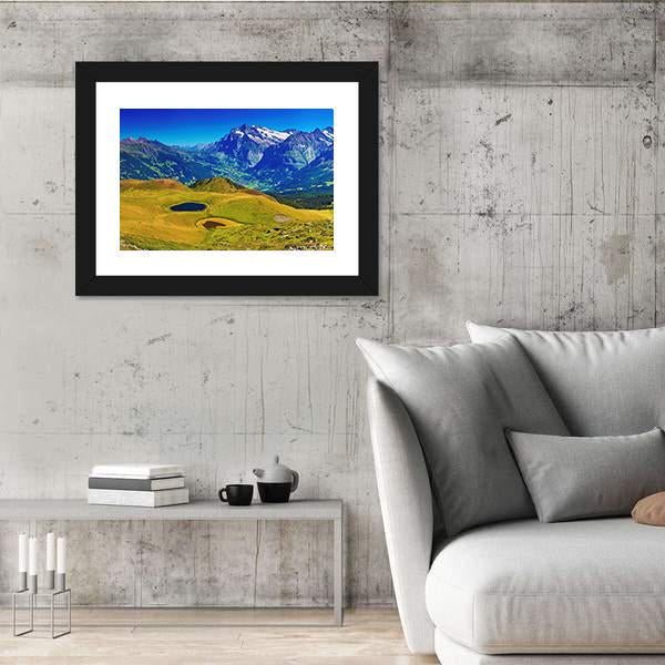Swiss Alps Mountains Summer Panorama Switzerland Canvas Wall Art-3 Horizontal-Gallery Wrap-25" x 16"-Tiaracle