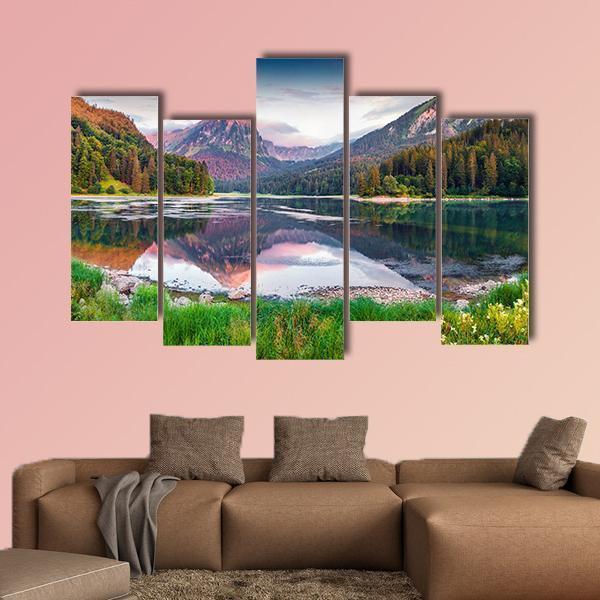 Swiss Lake Obersee Canvas Wall Art-5 Pop-Gallery Wrap-47" x 32"-Tiaracle