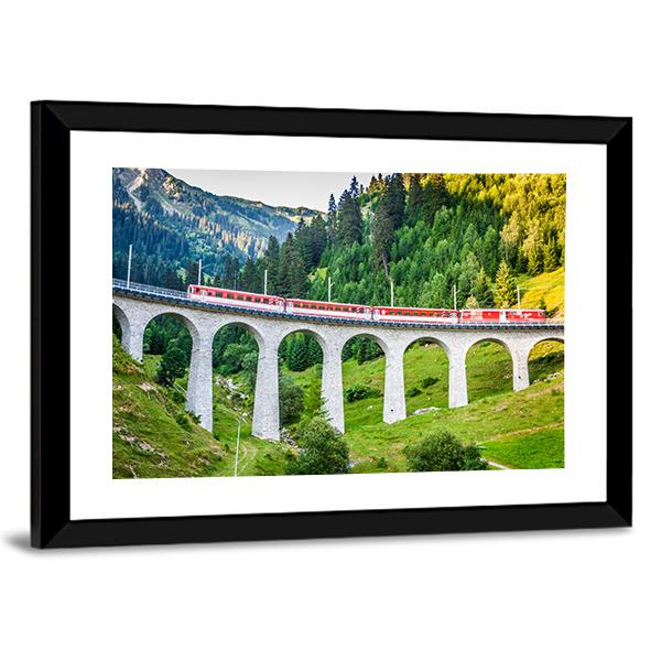 Swiss Railway Track View In Switzerland Canvas Wall Art-3 Horizontal-Gallery Wrap-25" x 16"-Tiaracle