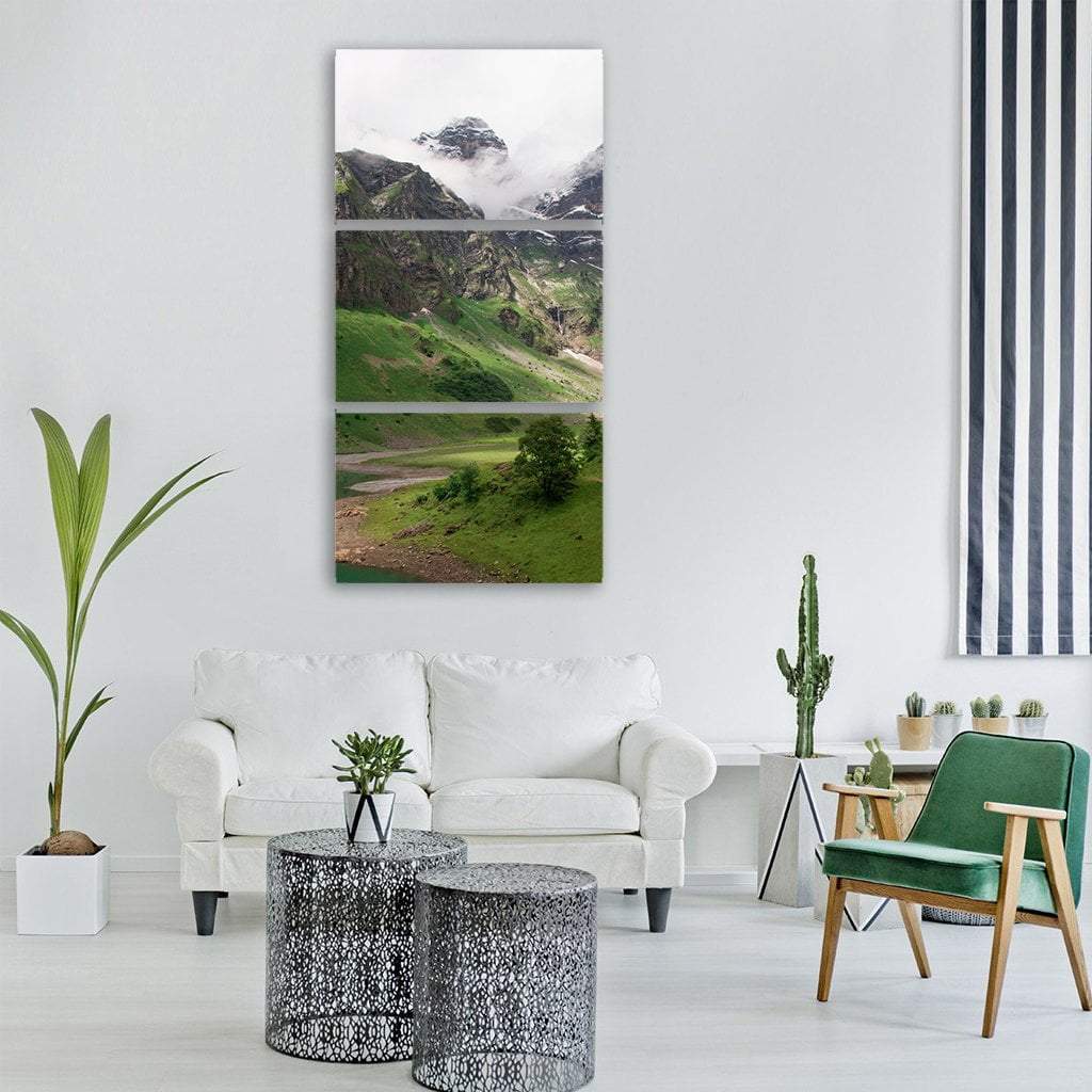 Switzerland Mountains Vertical Canvas Wall Art-3 Vertical-Gallery Wrap-12" x 25"-Tiaracle