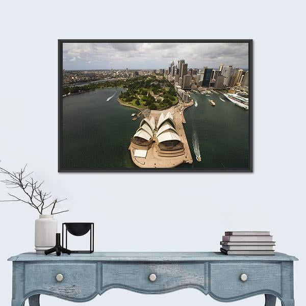 Sydney City From The Air Canvas Wall Art-1 Piece-Floating Frame-24" x 16"-Tiaracle