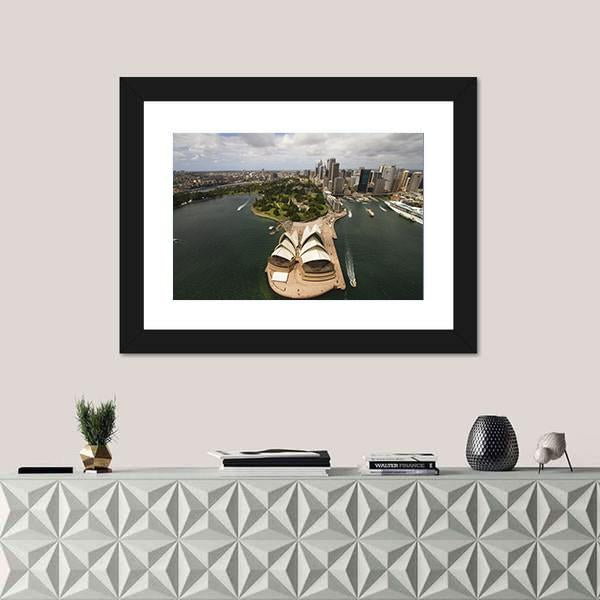 Sydney City From The Air Canvas Wall Art-1 Piece-Framed Print-20" x 16"-Tiaracle