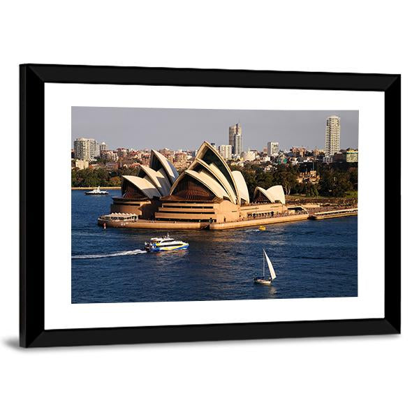 Sydney City Skyline With Opera House Canvas Wall Art-3 Horizontal-Gallery Wrap-25" x 16"-Tiaracle