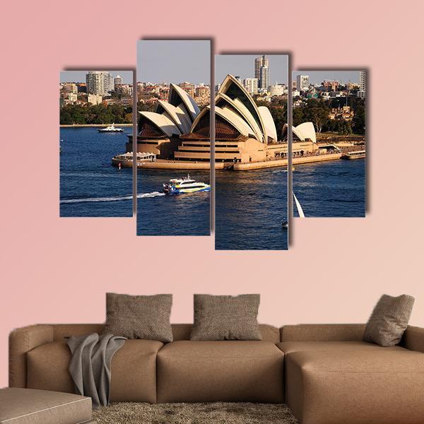 Sydney City Skyline With Opera House Canvas Wall Art-4 Pop-Gallery Wrap-50" x 32"-Tiaracle