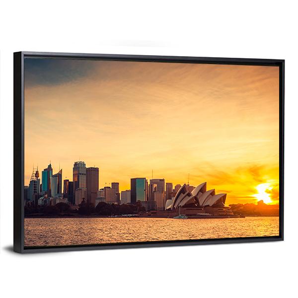 Sydney City View At Sunset Canvas Wall Art-3 Horizontal-Gallery Wrap-25" x 16"-Tiaracle