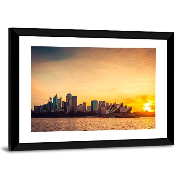 Sydney City View At Sunset Canvas Wall Art-3 Horizontal-Gallery Wrap-25" x 16"-Tiaracle
