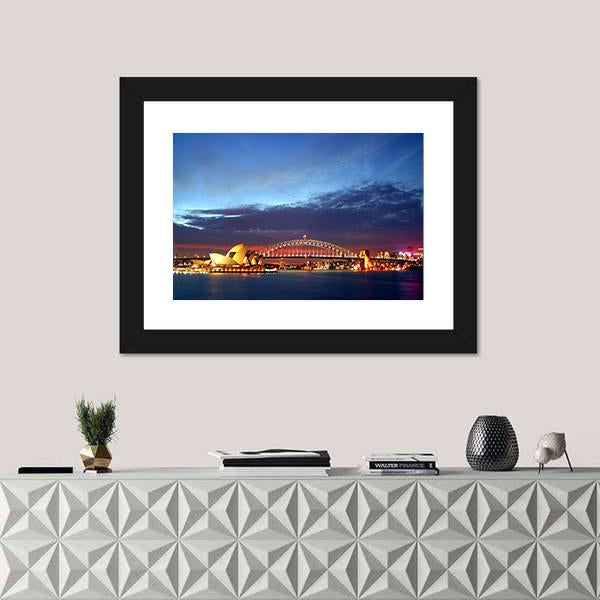 Sydney Harbour Bridge Canvas Wall Art-1 Piece-Framed Print-20" x 16"-Tiaracle