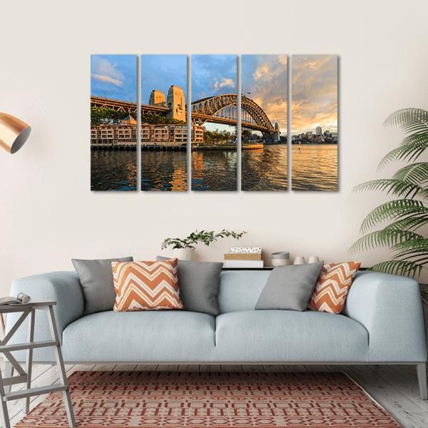Sydney Harbour Bridge Canvas Wall Art-5 Horizontal-Gallery Wrap-22" x 12"-Tiaracle