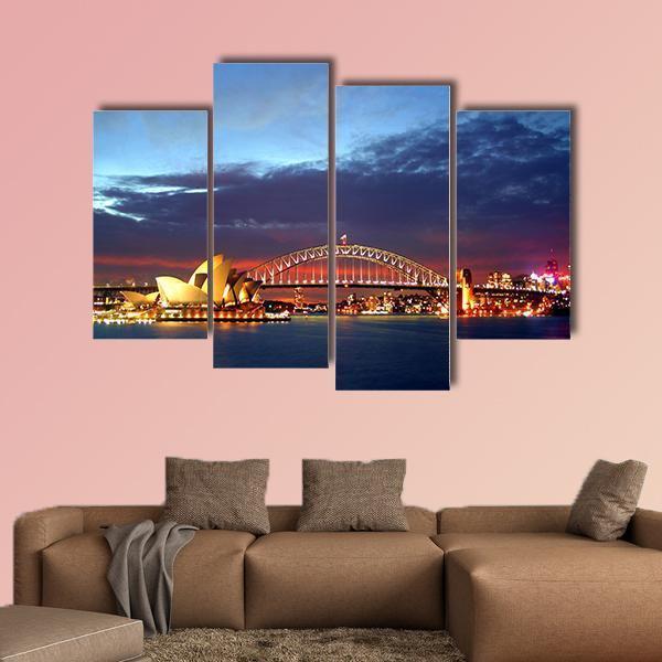 Sydney Harbour Bridge Canvas Wall Art-4 Pop-Gallery Wrap-50" x 32"-Tiaracle