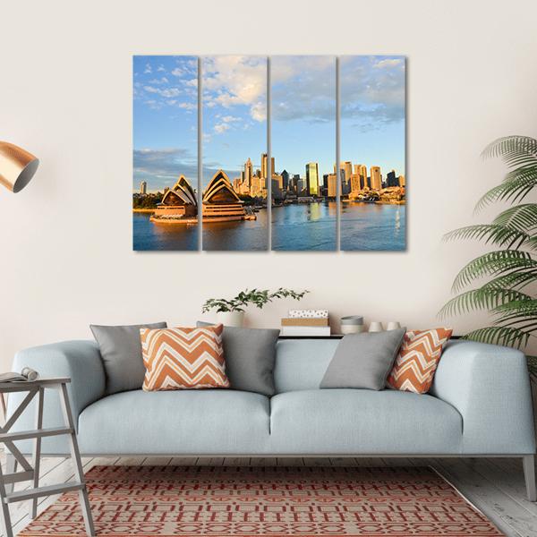 Sydney Opera House And City Canvas Wall Art-4 Horizontal-Gallery Wrap-34" x 24"-Tiaracle