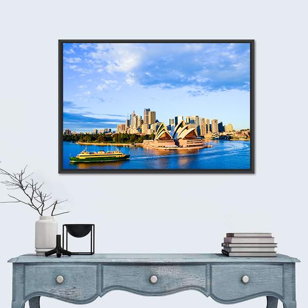 Sydney Opera Houses Canvas Wall Art-1 Piece-Floating Frame-24" x 16"-Tiaracle
