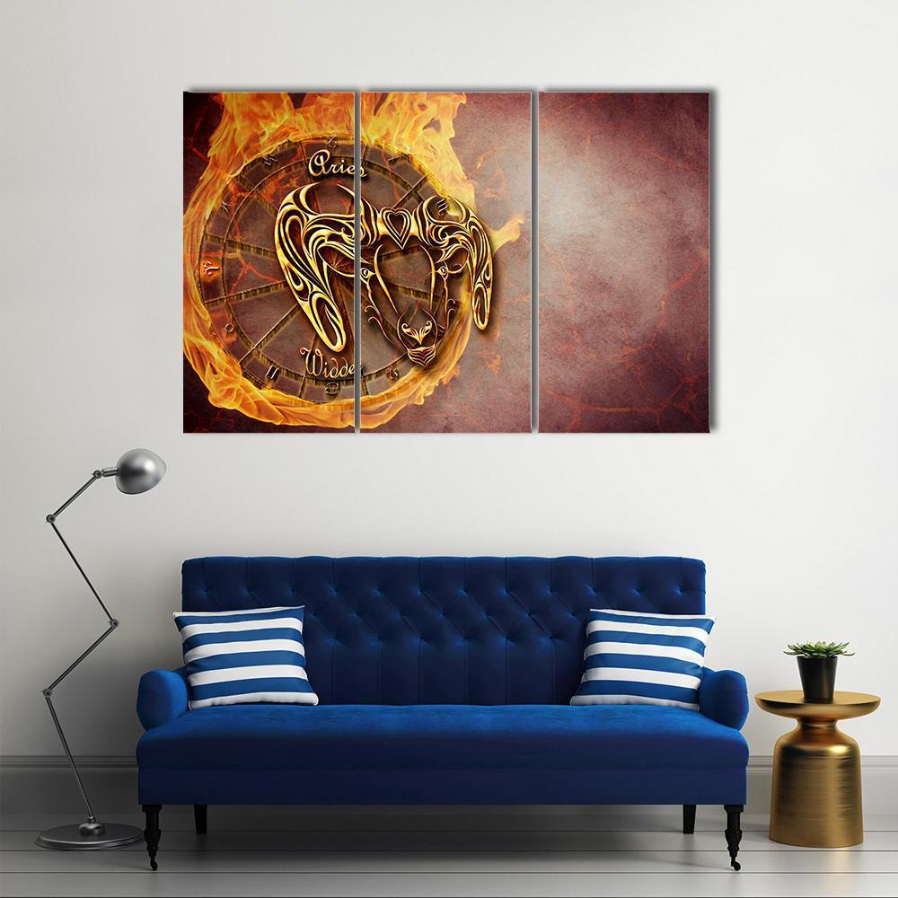 Symbol Of Aries Horoscope Canvas Wall Art-3 Horizontal-Gallery Wrap-25" x 16"-Tiaracle