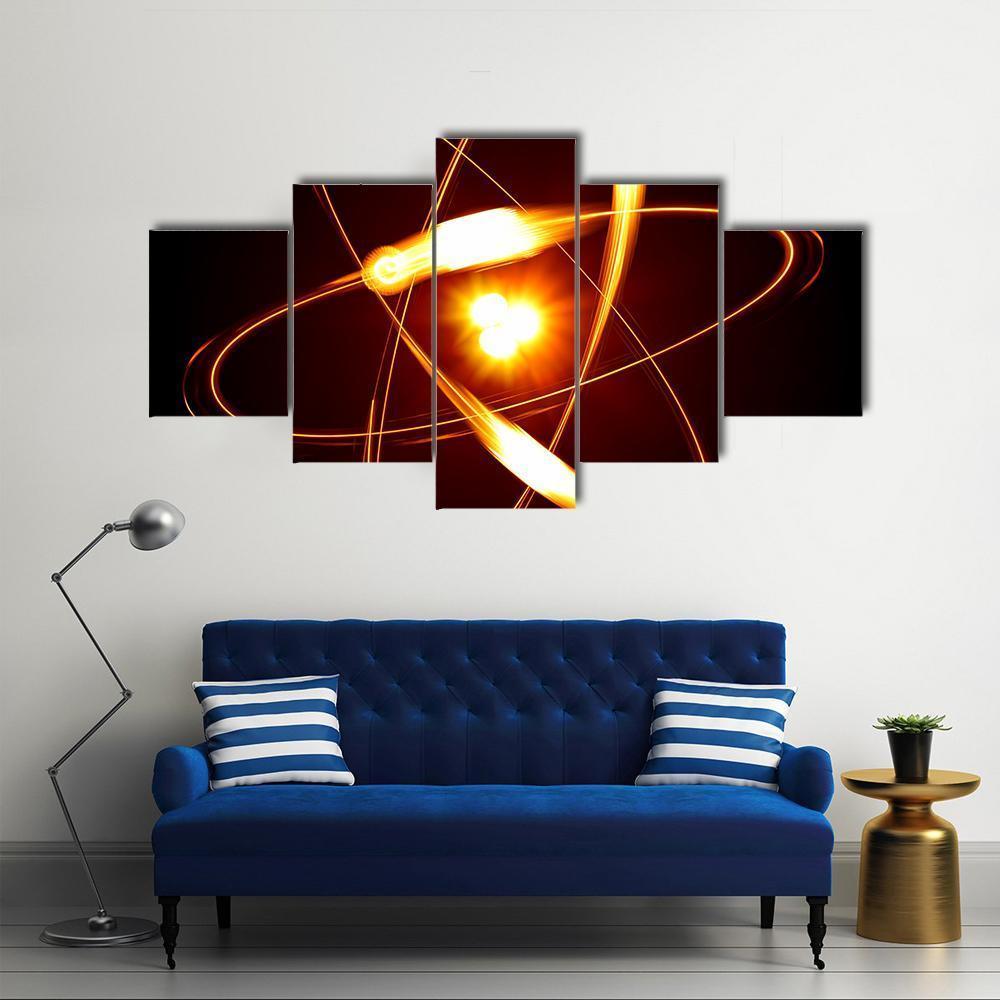 Symbol Of Atom Canvas Wall Art-5 Star-Gallery Wrap-62" x 32"-Tiaracle