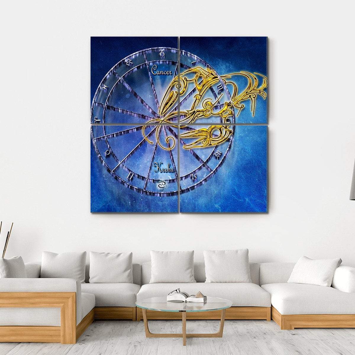 Symbol Of Cancer Horoscope Canvas Wall Art-4 Square-Gallery Wrap-17" x 17"-Tiaracle