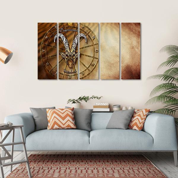 Symbol Of Capricorn Horoscope Canvas Wall Art-5 Horizontal-Gallery Wrap-22" x 12"-Tiaracle