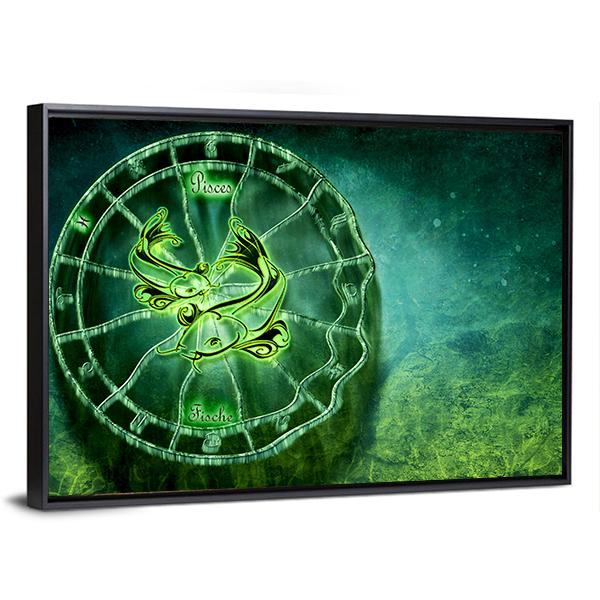 Symbol Of Pisces Horoscope Canvas Wall Art-3 Horizontal-Gallery Wrap-25" x 16"-Tiaracle