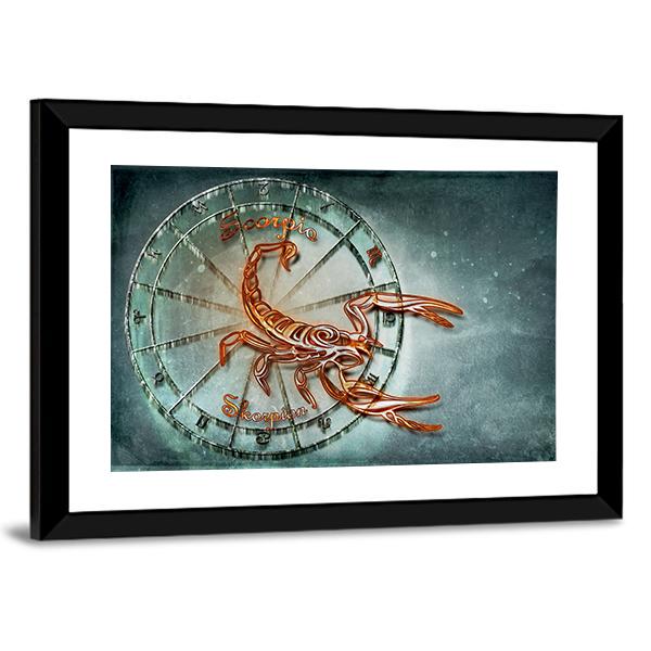 Symbol Of Scorpio Horoscope Canvas Wall Art-3 Horizontal-Gallery Wrap-25" x 16"-Tiaracle