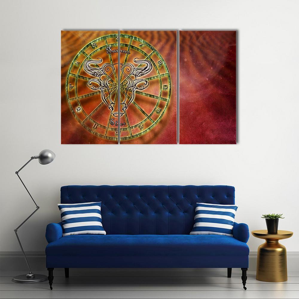 Symbol Of Taurus Horoscope Canvas Wall Art-3 Horizontal-Gallery Wrap-25" x 16"-Tiaracle