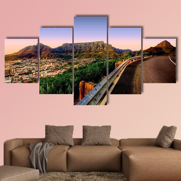 Table Mountain In Cape Town From Signal Hill Canvas Wall Art-5 Star-Gallery Wrap-62" x 32"-Tiaracle