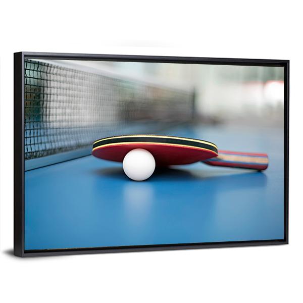Table Tennis Ball & Bat Canvas Wall Art-5 Horizontal-Gallery Wrap-22" x 12"-Tiaracle