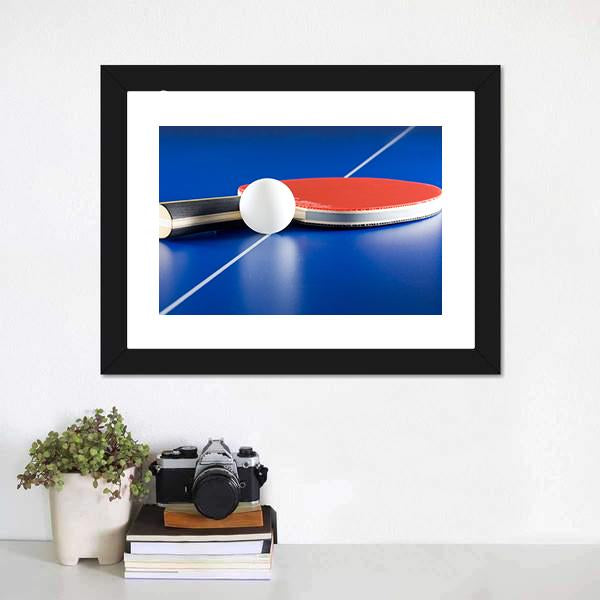 Table Tennis Racket & Ball Panoramic Canvas Wall Art-1 Piece-36" x 12"-Tiaracle