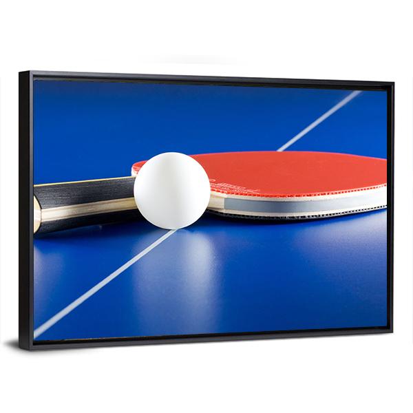 Table Tennis Racket & Ball Panoramic Canvas Wall Art-1 Piece-36" x 12"-Tiaracle